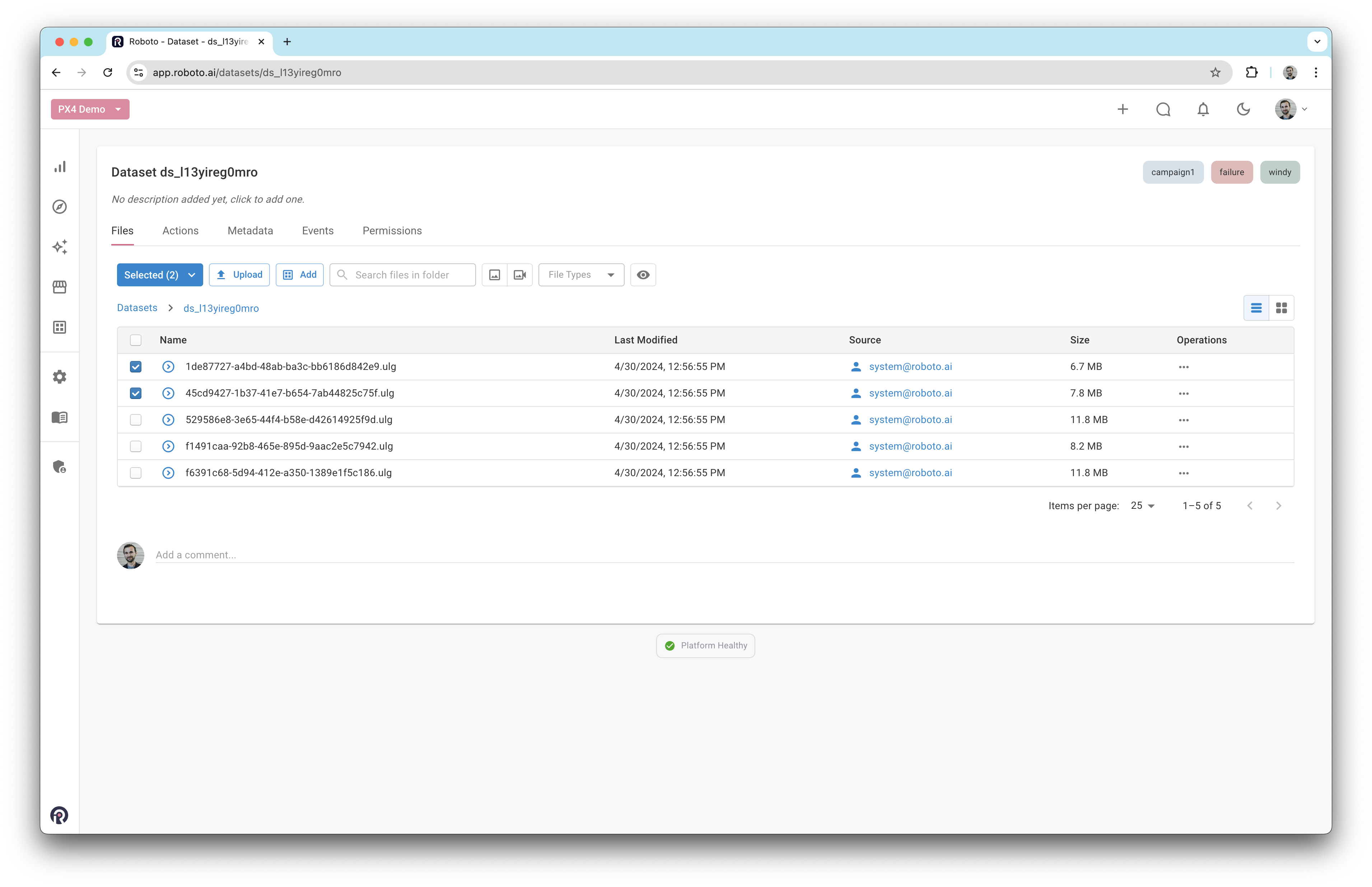 Select multiple files