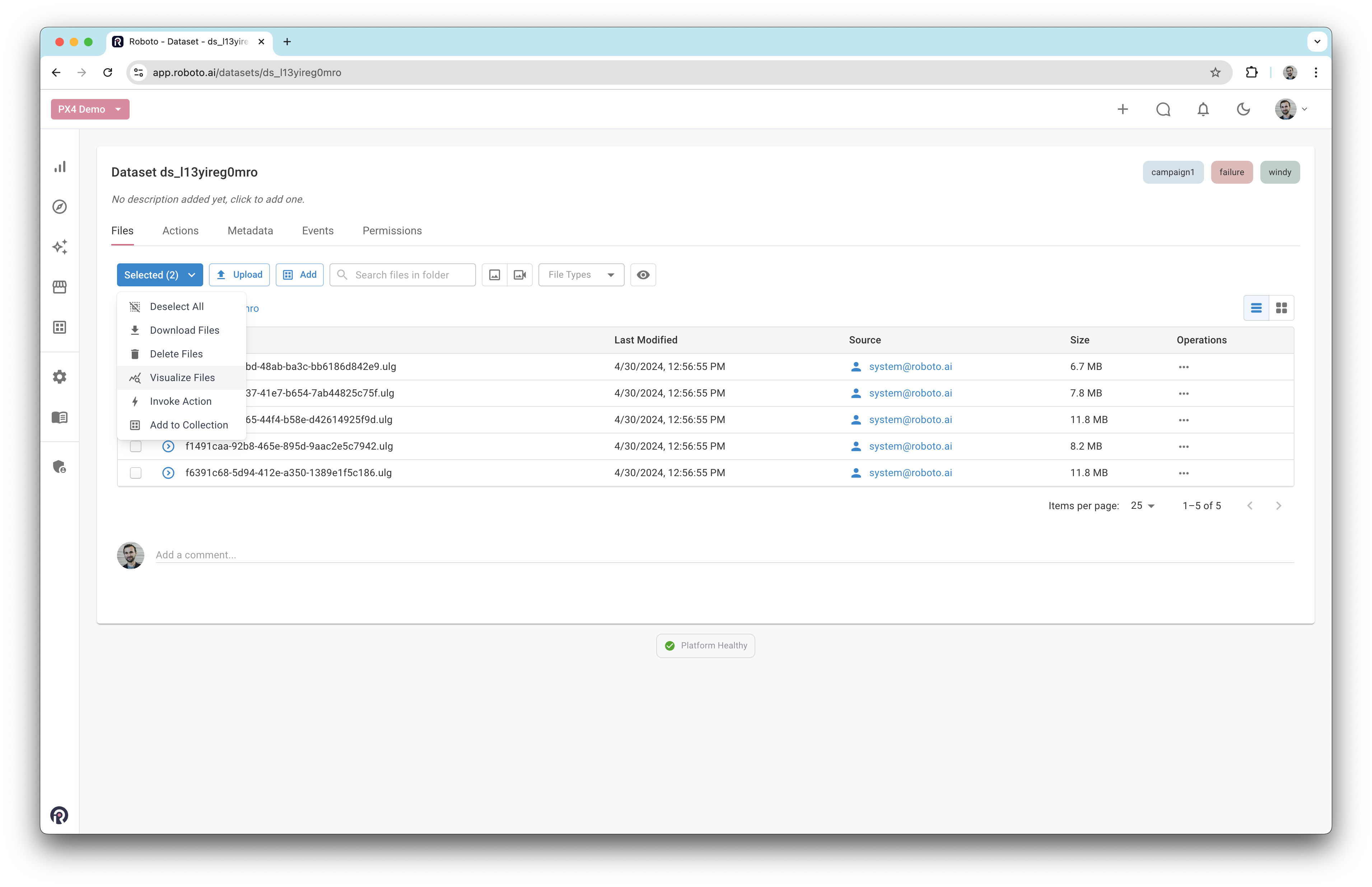 Select multiple files