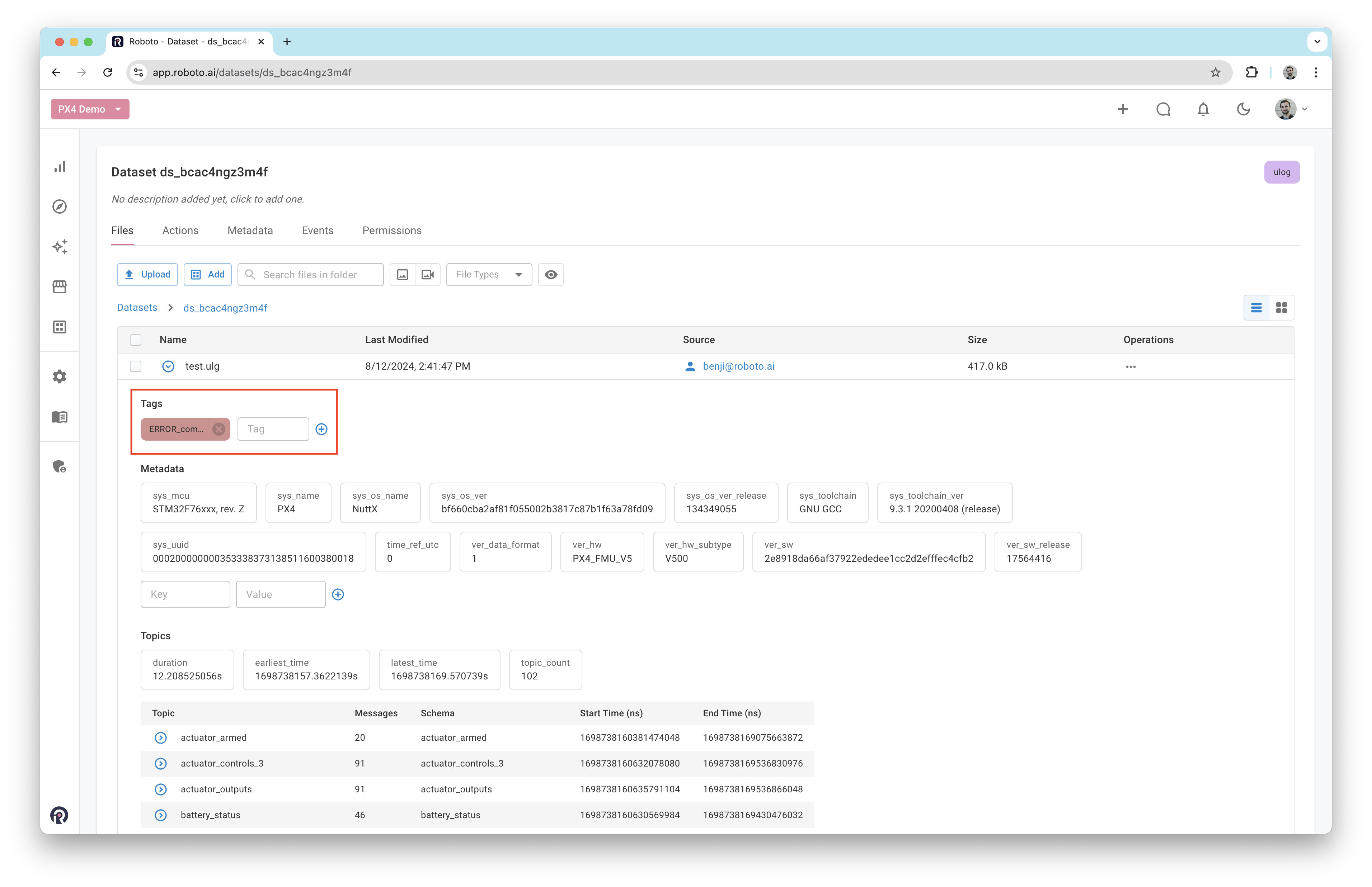 View metadata